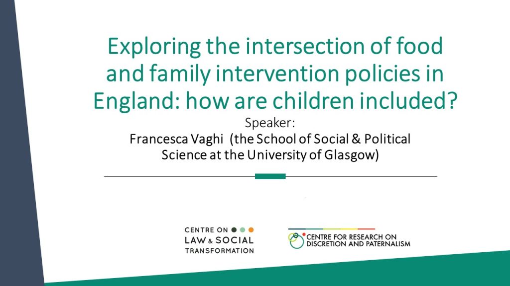 RDV: Exploring the intersection of food and family intervention policies in England: how are children included? 